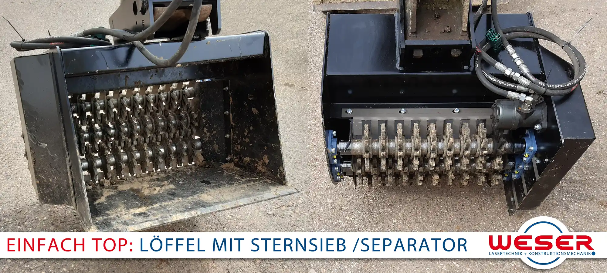 Weser Technik Recyclingtechnik Baggerzubehör: Löffel mit Sternsieb / Separator